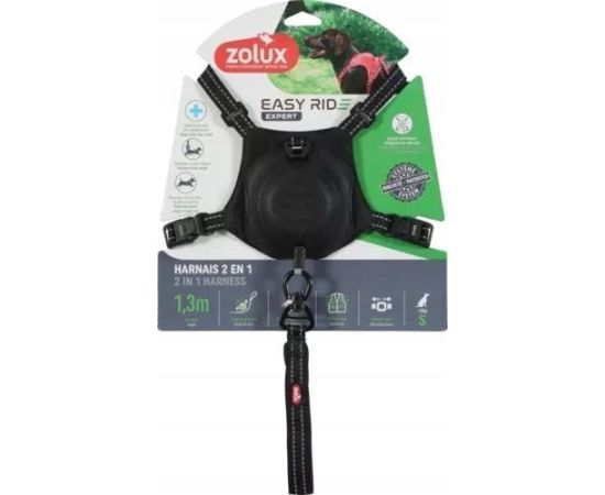 Zolux Szelki ze smyczą automatyczną Easyride S czarne