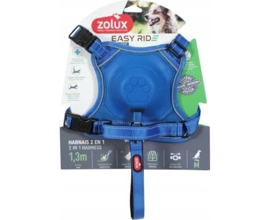 Zolux Szelki ze smyczą automatyczną Easyride M niebieskie