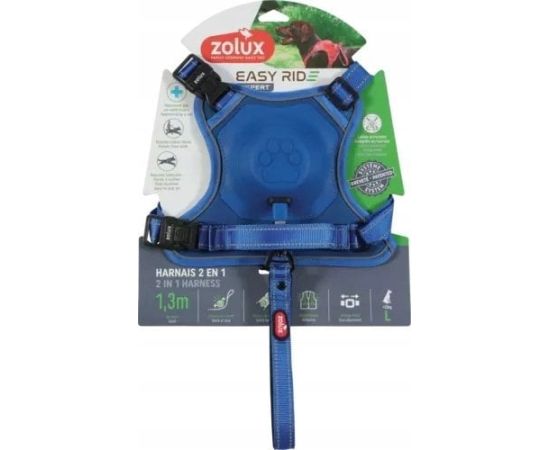 Zolux Szelki ze smyczą automatyczną Easyride L niebieskie