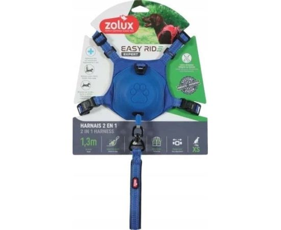 Zolux Szelki ze smyczą automatyczną Easyride XS niebieskie