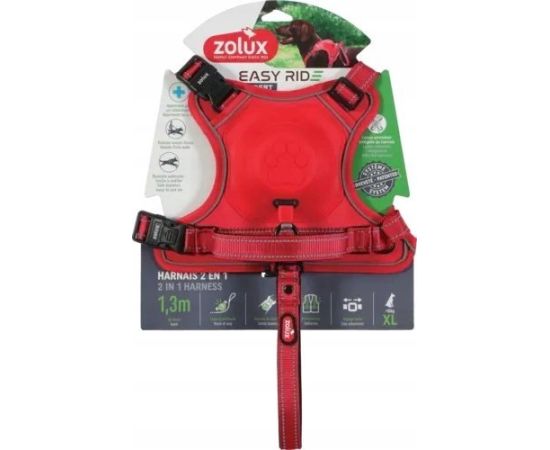 Zolux Szelki ze smyczą automatyczną Easyride XL czerwone