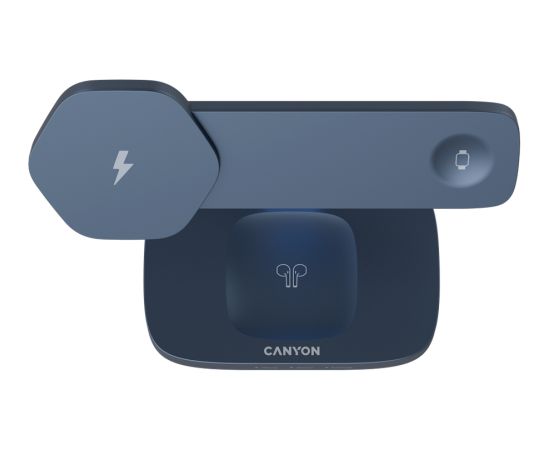 CANYON Wireless Charging Station Hexagon 310 3in1 DarkGrey/Blue