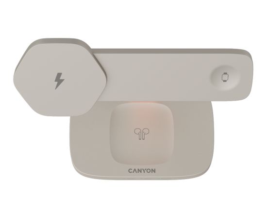 CANYON Wireless Charging Station Hexagon 310 3in1 LightGrey/Orange