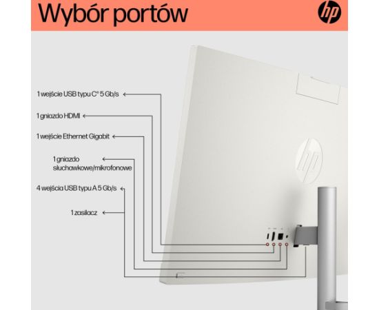HP AiO 24-cr0312nw Ryzen 5 7520 23.8" FHD IPS 250nits AG 16GB DDR5 SSD512 Radeon 610M Cam720p kB+Mouse Win11 Shell White 2Y