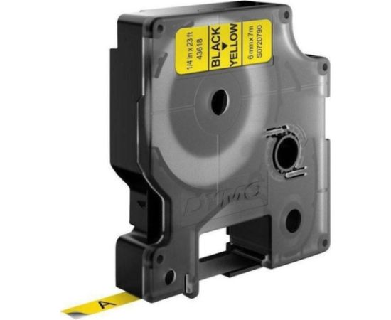 Dymo label printer tape D1 6mmx7m, black/yellow