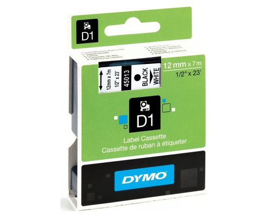 Dymo embossing tape D1 12mm 7m, black/white