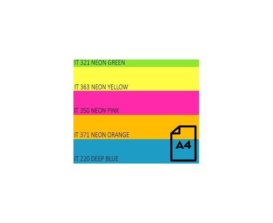 Цветная неоновая бумага Double A, 75 г, A4, 500 листов, Rainbow 4, 5 Neon Colors