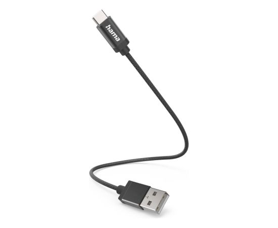 Hama 00201600 Charging Cable, USB-A - USB-C 0.2m Nylon black