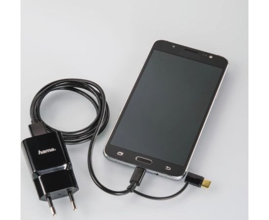 Hama 00178327 2-in-1 Micro-USB Cable with USB Type-C Adapter 1m Black