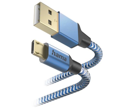 Hama 00201555 Reflective Charging Cable, USB-A - Micro-USB 1.5m Nylon blue