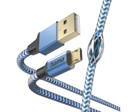 Hama 00201555 Reflective Charging Cable, USB-A - Micro-USB 1.5m Nylon blue