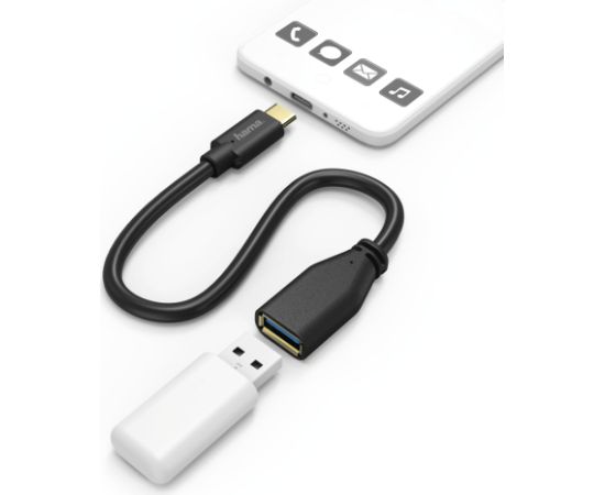 Hama 00178258 Cable Adapter OTG USB Type-C 15cm, Black