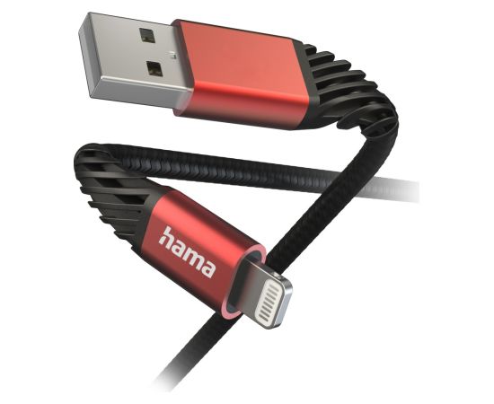Hama 00201538 Extreme Charging Cable USB-A - Lightning 1.5m Nylon black/red