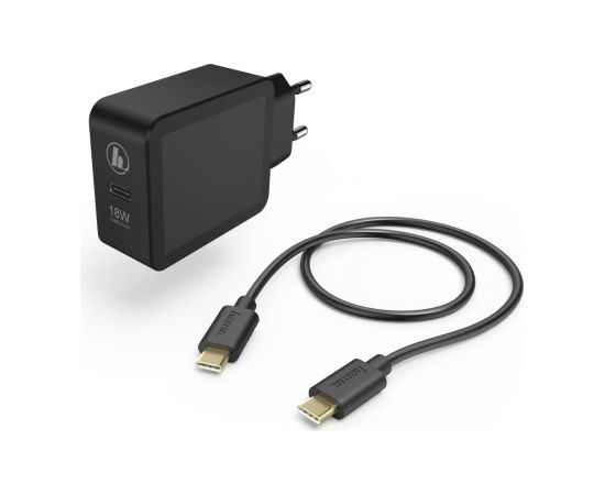 Hama 00183326 Charging Kit, USB-C PD / Qualcomm 18W, USB-C Cable 1.5m, Black