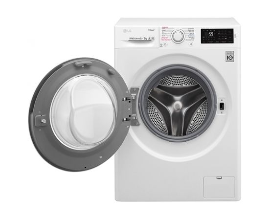 LG Washing mashine with dryer F4J6TG0W Front loading, Washing capacity 8 kg, Drying capacity 5 kg, 1400 RPM, Direct drive, A, Depth 56 cm, Width 60 cm, White, Motor type Direct Drive