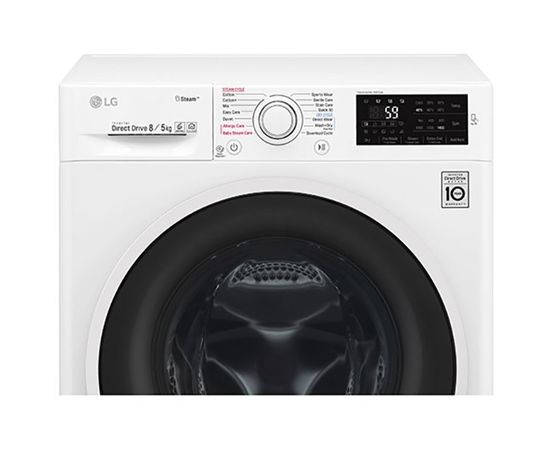 LG Washing mashine with dryer F4J6TG0W Front loading, Washing capacity 8 kg, Drying capacity 5 kg, 1400 RPM, Direct drive, A, Depth 56 cm, Width 60 cm, White, Motor type Direct Drive