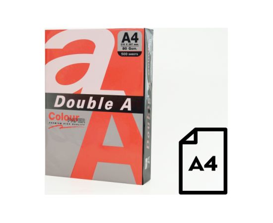 Colour paper Double A, 80g, A4, 500 sheets, Red