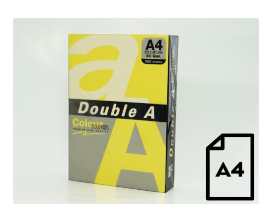 Цветная бумага Double A, 80 г, A4, 500 листов, лимон