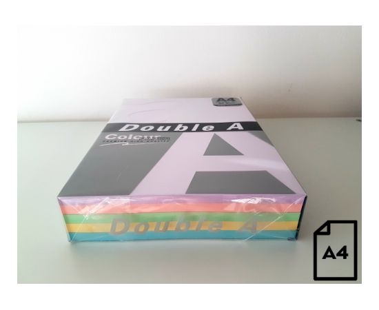 Цветная бумага Double A, 80 г, A4, 500 листов, Радуга 3, 5 цветов