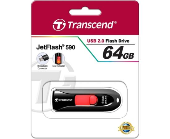 MEMORY DRIVE FLASH USB2 64GB/590 TS64GJF590K TRANSCEND