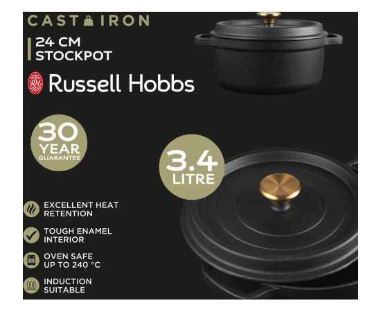 Russell Hobbs RH02524BEU7 Cast iron stockpot 24cm black