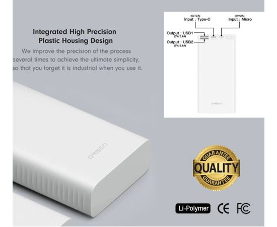 Orsen E39 Power Bank 20000mAh White