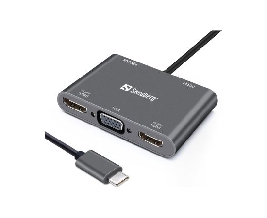 Sandberg 136-35 USB-C Dock 2xHDMI+1xVGA+USB+PD