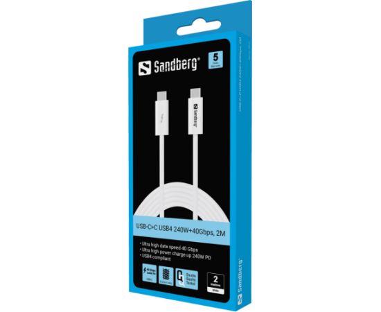 Sandberg 136-57 USB-C 240W PD 40Gbps 2m USB Cable