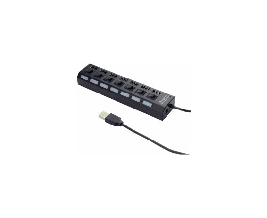 Gembird USB 2.0 7-port hub with switches Black