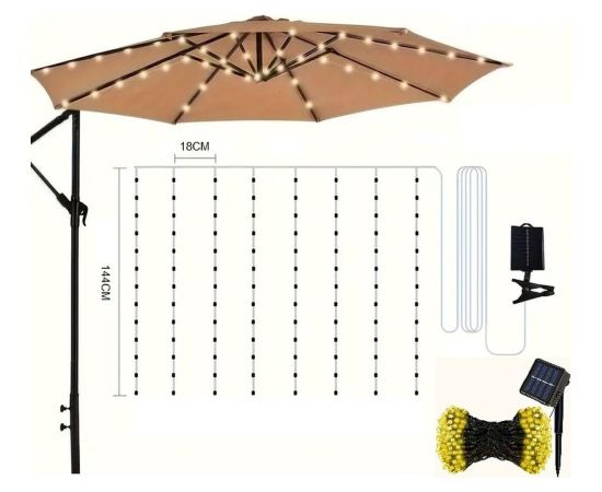 Saska Garden OŚWIETLENIE SOLAR PARASOLA OGRODOWEGO 5M 72LED