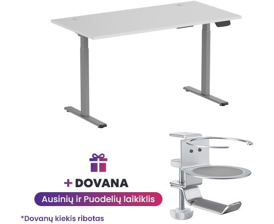 Adjustable Height Table Up Up Bjorn Gray, Table top L White Biroja galdi