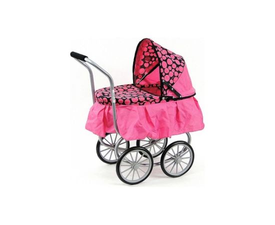 Adar Leļļu rati, ar volāniem (tumši rozā ar melnu, ar lieliem ritenīšiem), augstums 67cm 534070