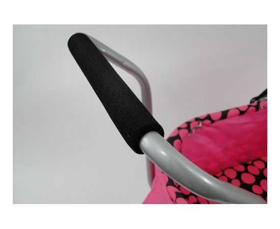 Adar Leļļu rati, ar volāniem (tumši rozā ar melnu, ar lieliem ritenīšiem), augstums 67cm 534070