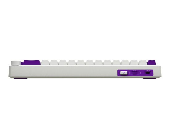 Wireless mechanical gaming keyboard Pro, 2.4 GHz, BT, RGB Backlight, 16 modes, 66 keys, 50M presses, linear Lorgar Toxic Purple switches, multimedia knob, built-in 3750 mAh battery, Hot Swap, Gasket mount, spring cable 2.3m, white red purple