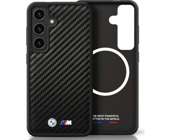 BMW Leather Carbon MagSafe Aizsargapvalks Priekš Samsung Galaxy S25