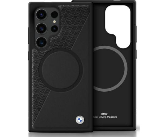 BMW Leather Half Textured MagSafe Case Чехол для Samsung Galaxy S25 Ultra