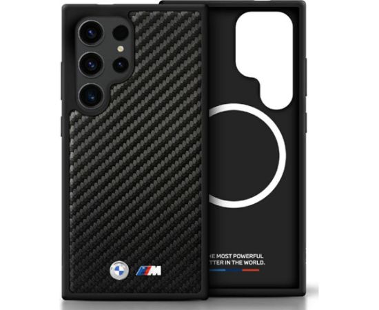 BMW Leather Carbon MagSafe Aizsargapvalks Priekš Samsung Galaxy S25 Ultra