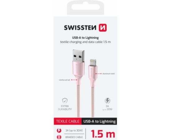 Swissten Textile II USB - Lightning Datu un Uzlādes vads 1.5m