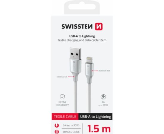 Swissten Textile II USB - Lightning Datu un Uzlādes vads 1.5m