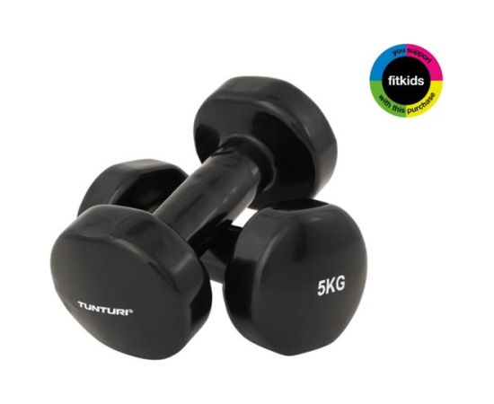 Виниловые гантели Tunturi 5,0 кг, черные, 2шт
