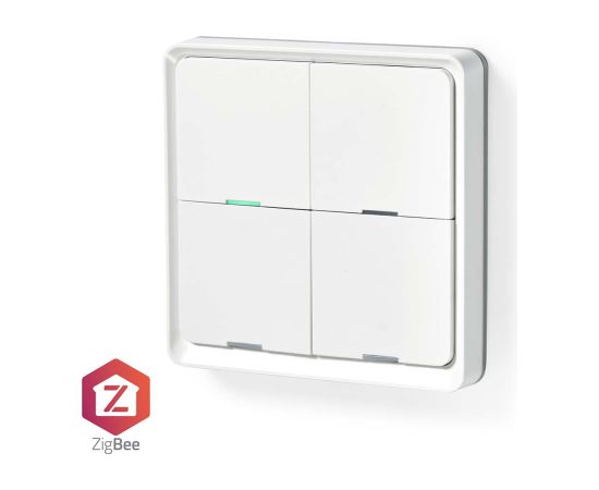 Nedis SmartLife Zigbee bezvadu sienas slēdzis, prorgammable, 12 komandas, CR2430, balts