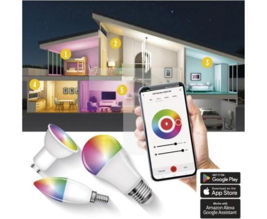 Emos LED spuldze GoSmart MR16 / GU10 / 4,8 W (35 W) / 400 lm / RGB / aptumšojams / Wi-Fi