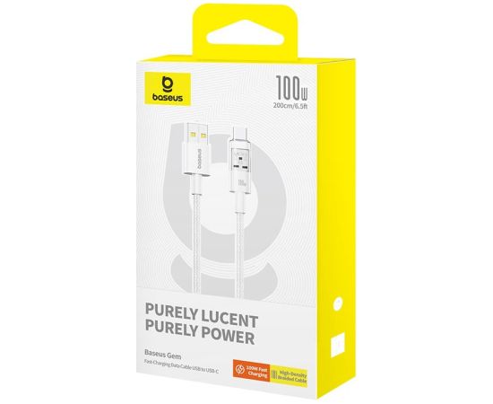 Baseus Gem USB A to USB C fast charging cable 2 m 100 W White