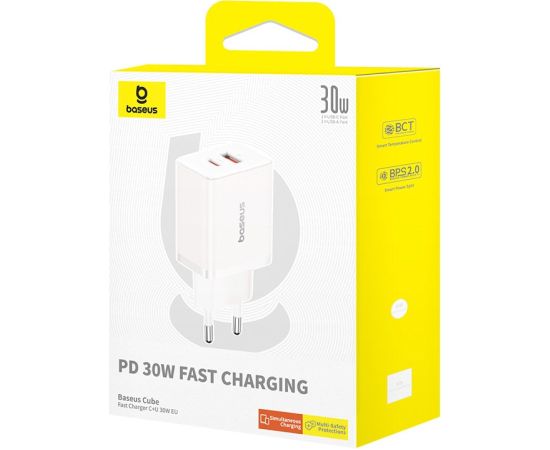 Baseus P10111404213-00 Cube USB-C / USB-A 30W mains charger White