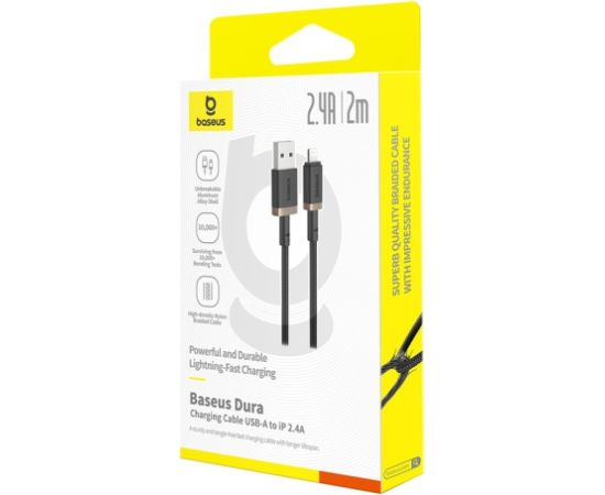 Baseus Dura Type A to IP 2.4A 2 m fast charging cable Black, Gold