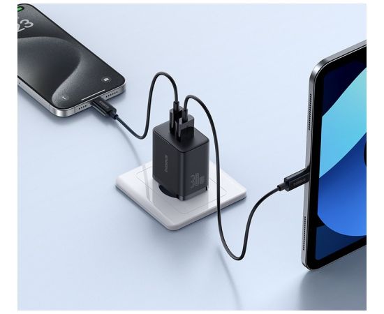 Baseus P10111404113-00 Cube USB-C / USB-A 30W mains charger Black