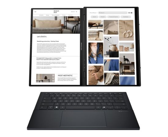 ASUS Zenbook Duo UX8406CA-PZ068X ARL H Core Ultra 9 14.0" 3K 120Hz 400nits Glossy 32GB LPDDR5X SSD2TB Intel Arc Graphics WLAN+BT Cam 75WHrs W11Pro Inkwell Gray