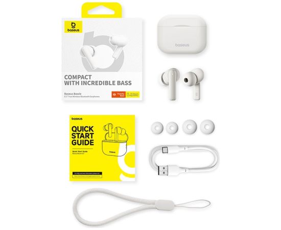 Baseus Bowie E17 Headset True Wireless Stereo (TWS) In-ear Calls/Music USB Type-C Bluetooth White