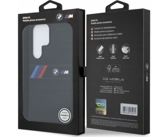 BMW Silicone Middle Tricolor Stripes MagSafe Чехол для Samsung Galaxy S25 Ultra