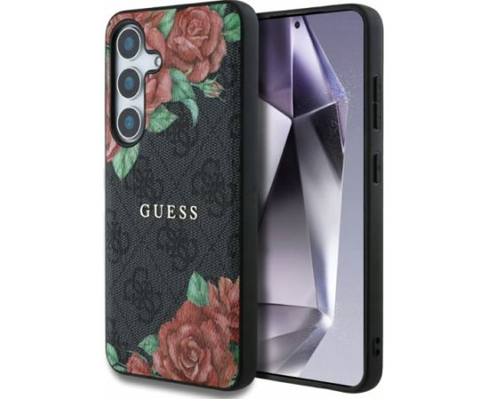 Guess Leather 4G Flowers Print Metal Classic Logo MagSafe Чехол для Samsung Galaxy S25